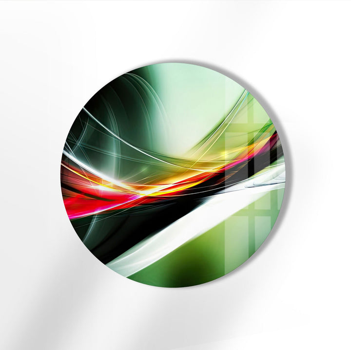 Abstract Round Green & Orange Glass Wall Art custom glass pictures, glass art prints
