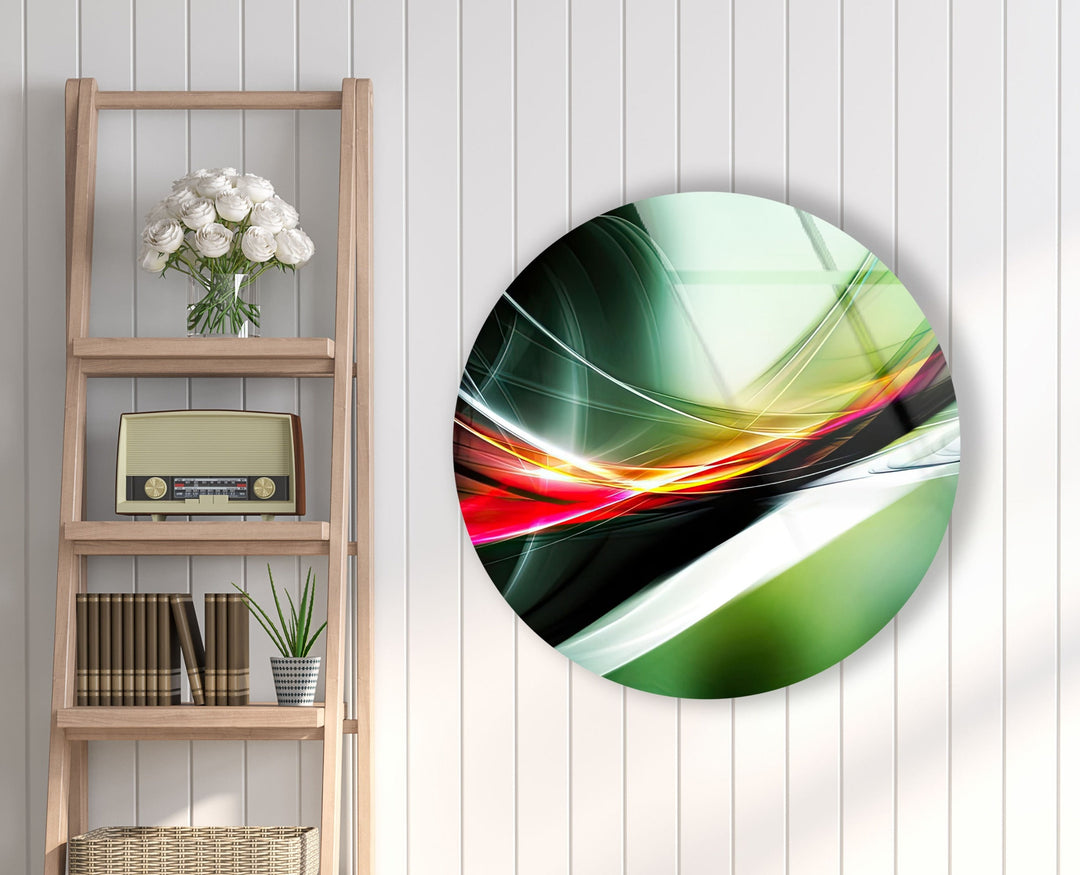 Abstract Round Green & Orange Glass Wall Art print on glass, glass printed photos
