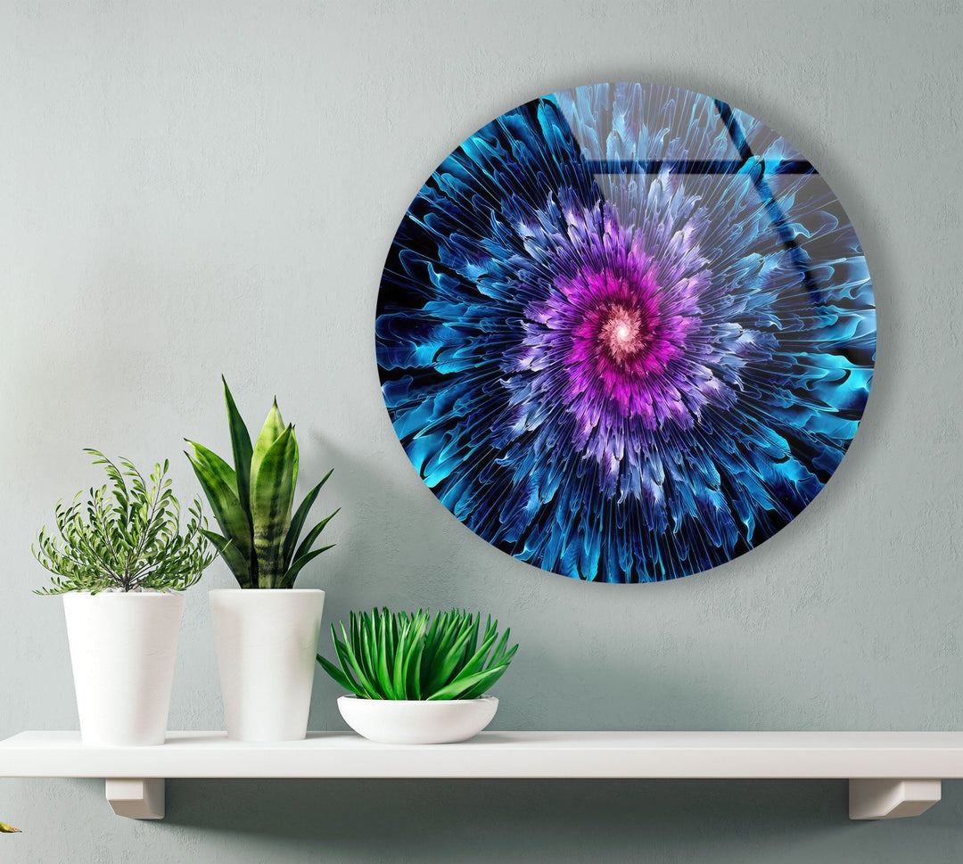 Abstract Round Purple & Blue Glass Wall Art large glass photo prints, glass wall photos
