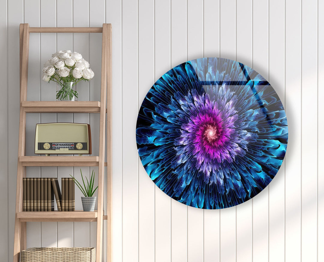 Abstract Round Purple & Blue Glass Wall Art custom glass photo prints, large glass prints
