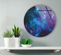 Abstract Round Blue Space Glass Wall Art picture on glass wall art, photos printed on glass
