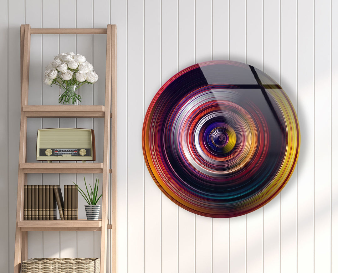 Yellow Black Spiral Round Glass Wall Art art glass wall art, glass wall art pictures