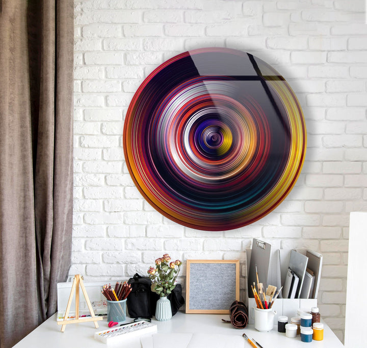 Yellow Black Spiral Round Glass Wall Art Glass Printing Wall Art, Print photos on glass