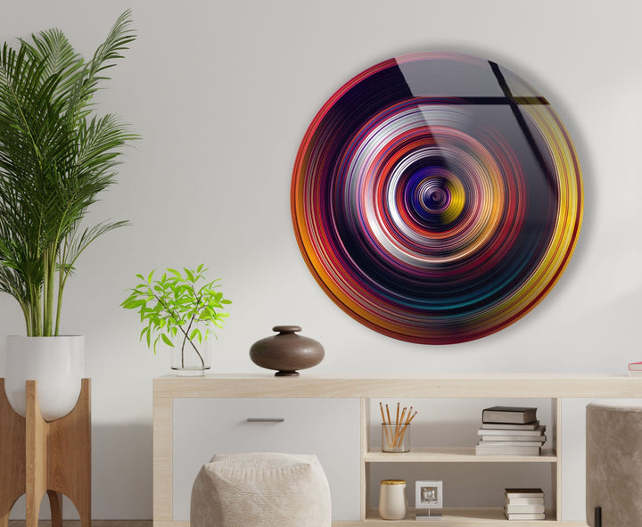 Yellow Black Spiral Round Glass Wall Art glass image printing, glass prints from photos