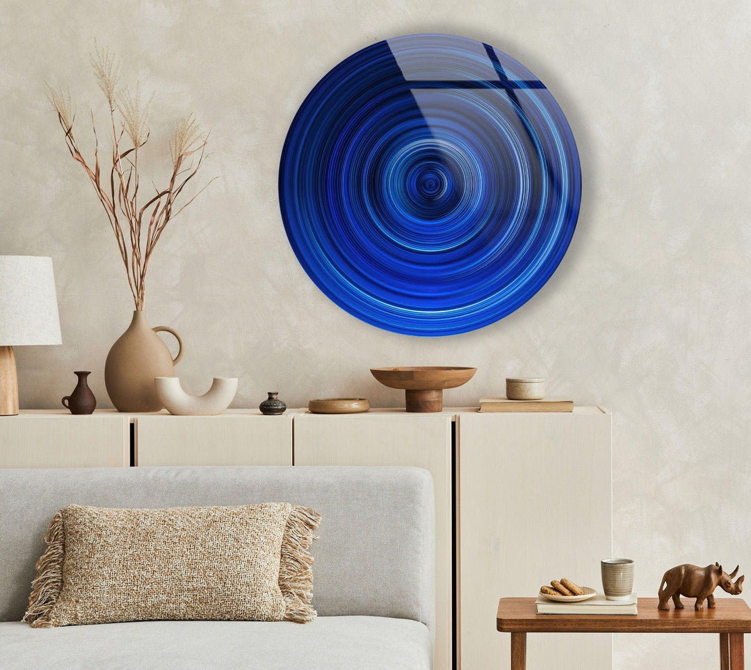 Modern Blue Lines Round Glass Wall Art Explore the beauty of Glass Wall Hanging Art. From large format photo prints to small suncatchers for windows, our glass art work is designed to impress. Discover glass panel artwork, custom glass pictures, and more. Free shipping and secure packaging on all orders.