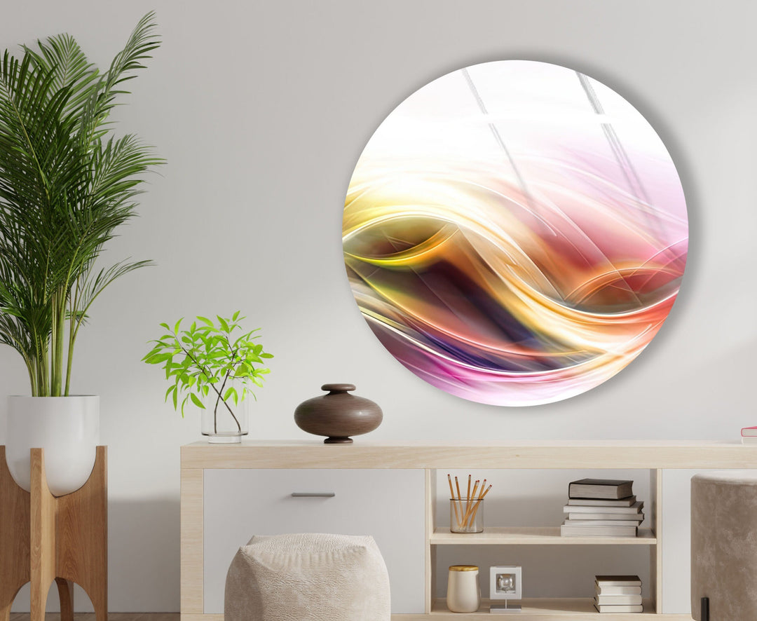 Abstract Round Elegant Light Color Glass Wall Art glass art painting, glass art for the Wall
