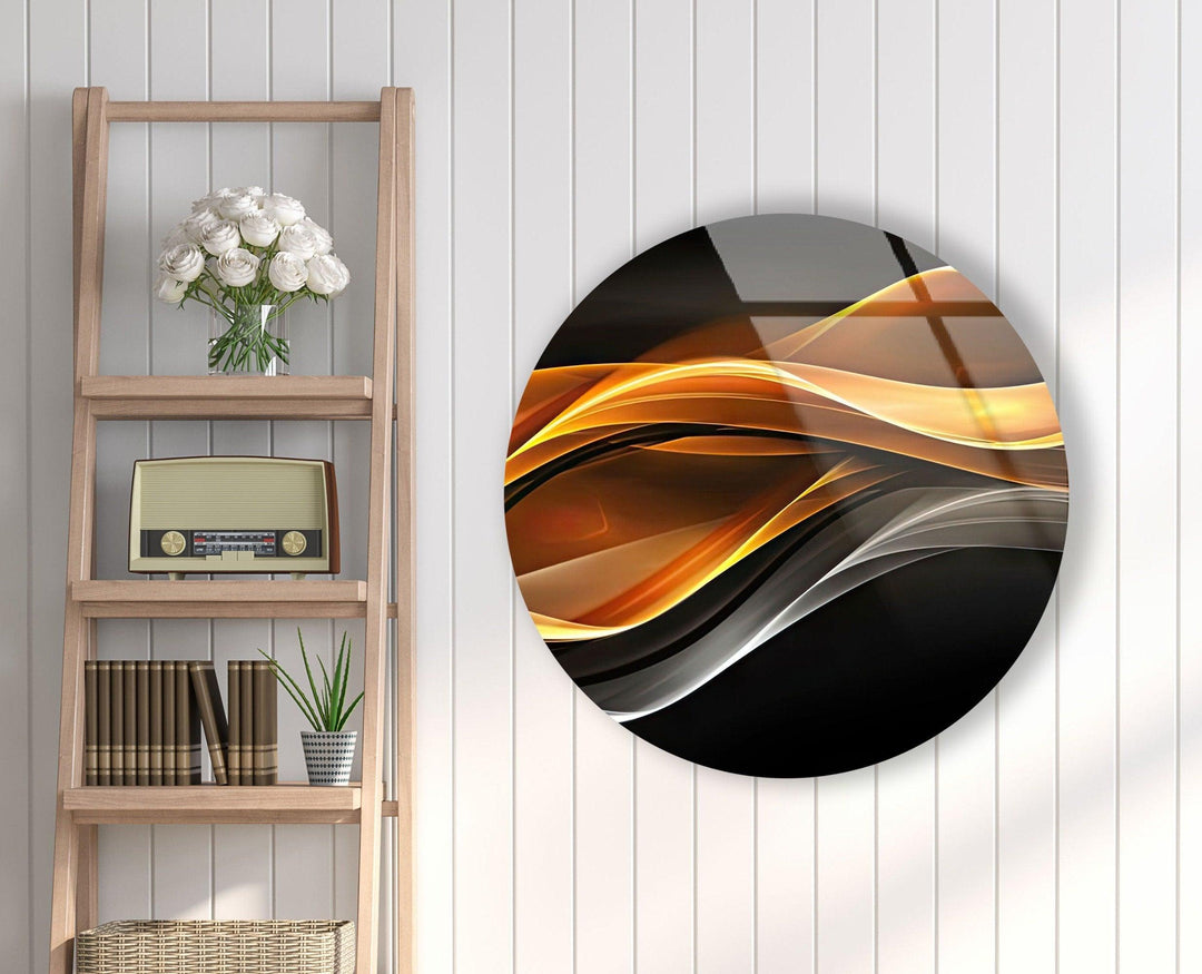 Silver & Gold Abstract Round Glass Wall Art photo print on glass, prints on glass wall art
