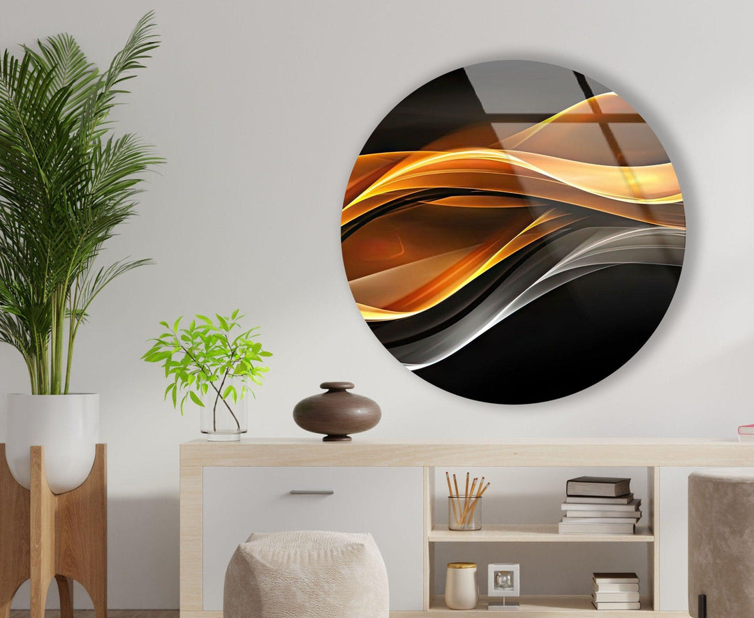 Silver & Gold Abstract Round Glass Wall Art glass photo prints, glass picture prints
