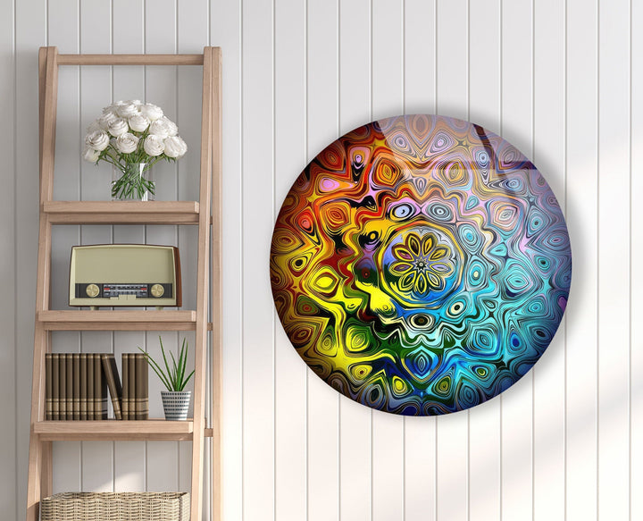 Mandala Round Colored Glass Wall Art custom glass pictures, glass art prints
