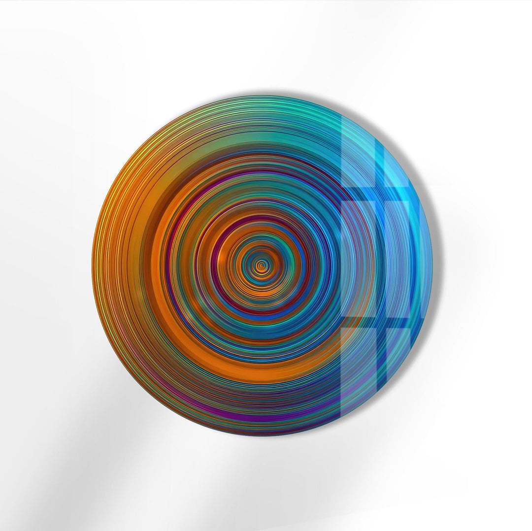 Blue Circles Abstract Round Glass Wall Art custom glass photo prints, large glass prints