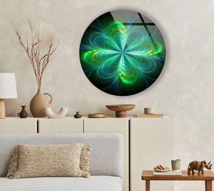 Green Abstract Round Glass Wall Art glass image printing, glass prints from photos
