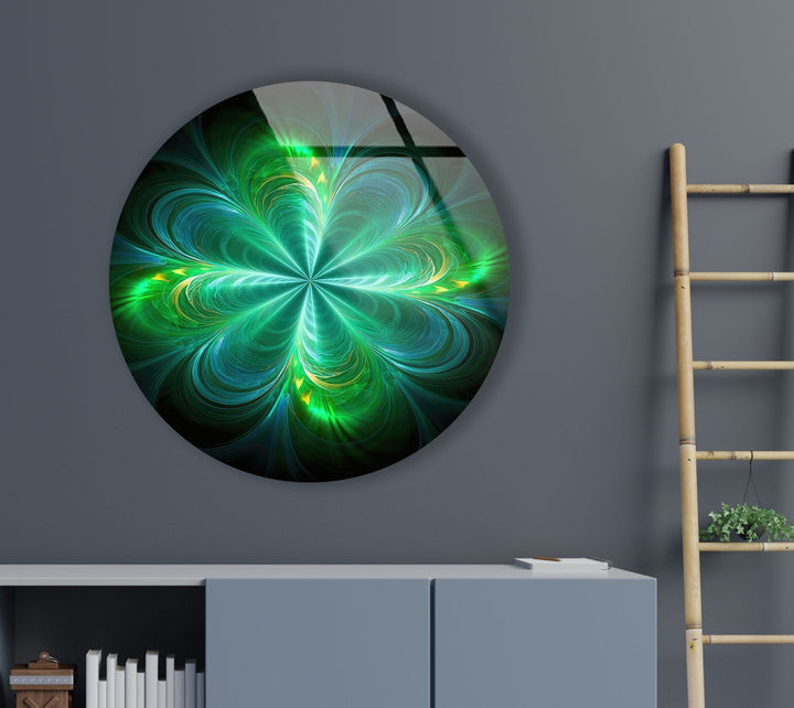 Green Abstract Round Glass Wall Art custom glass photo prints, large glass prints
