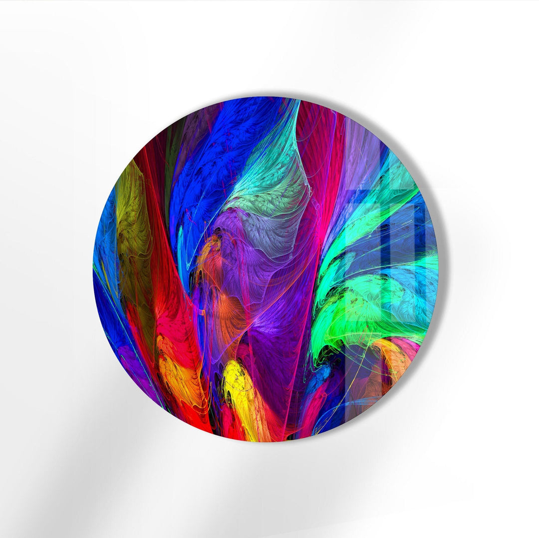 Neon Colors Abstract Round Glass Wall Art stained glass wall art, stained glass wall decor