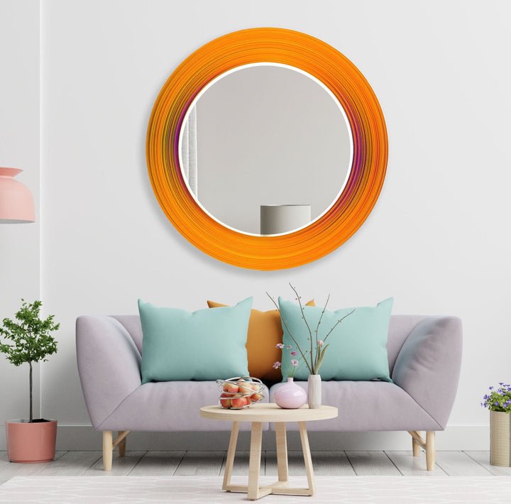 Orange & Pink Circles Wall Mirrors Living Room Wall Mirror
