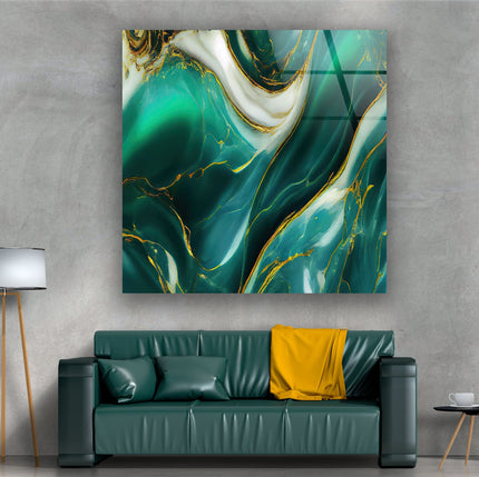 Abstract Green Marble Glass Picture Prints&Wall Art