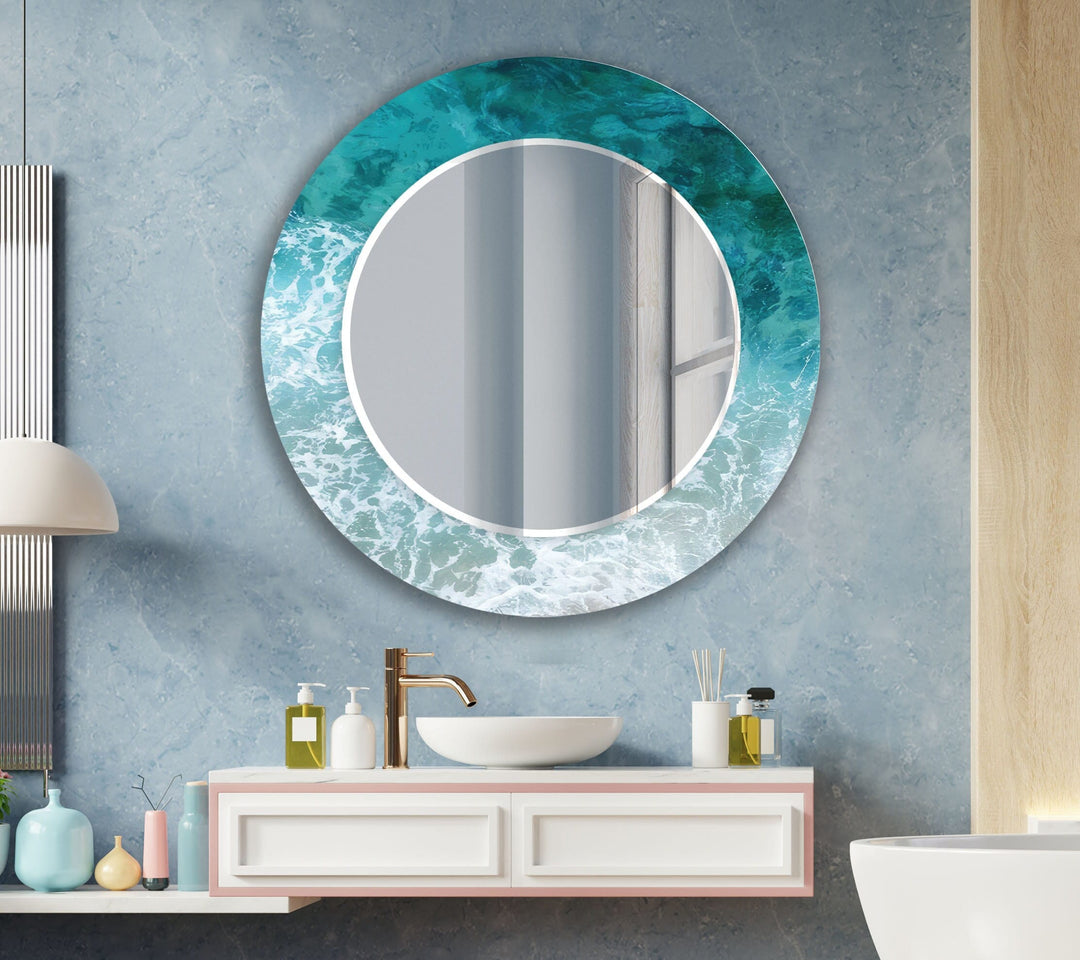 Waves Round Wall Mirror Bathroom Wall Mirror
