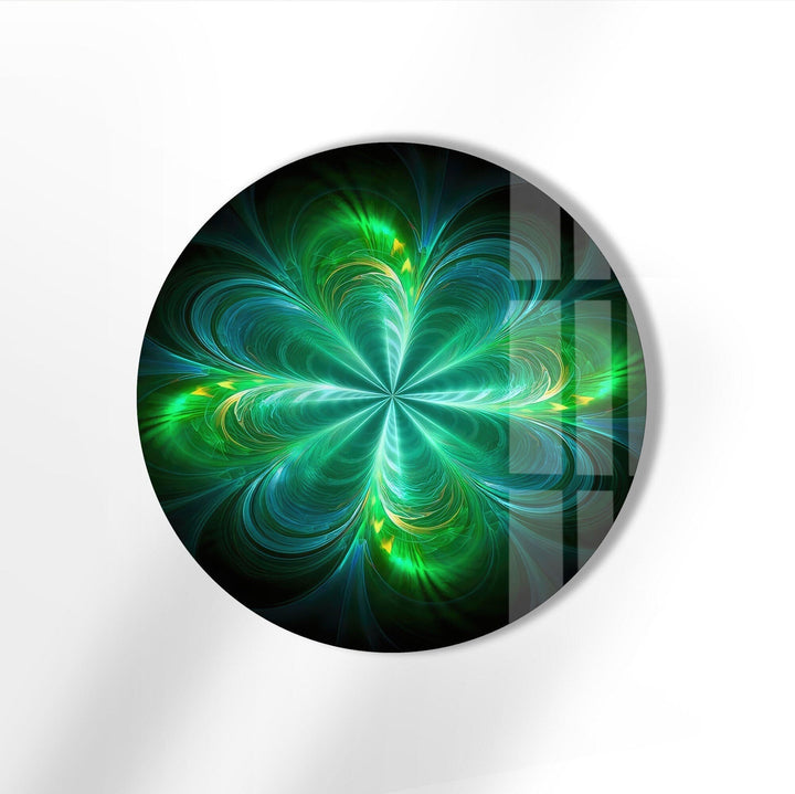 Green Abstract Round Glass Wall Art glass photo prints, glass picture prints
