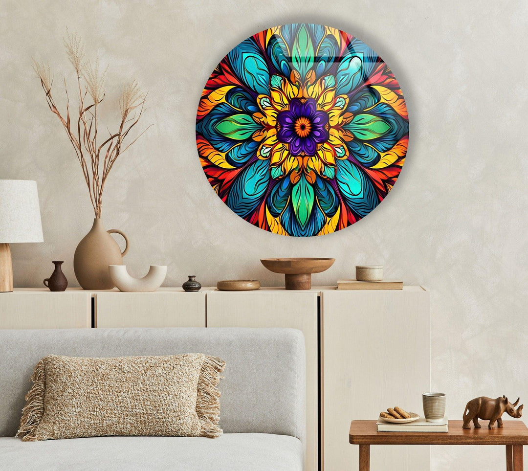 Stained Round Colored Glass Wall Art Glass Printing Wall Art, Print photos on glass
