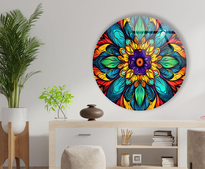 Stained Round Colored Glass Wall Art custom glass photo prints, large glass prints
