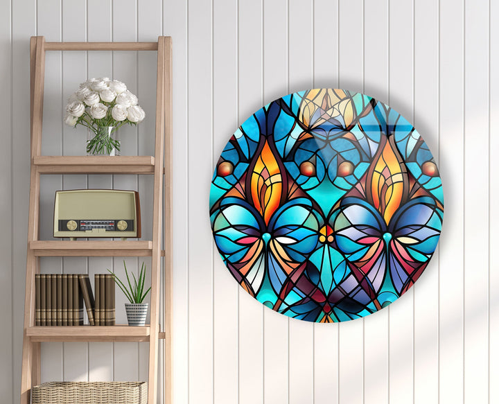 Mosaic Round Blue Glass Wall Art custom glass photo prints, large glass prints
