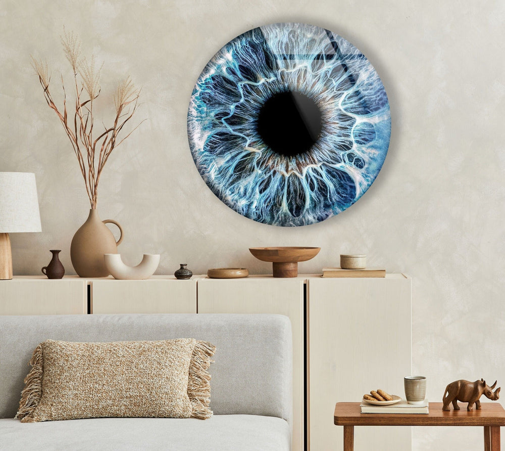 Blue Eye Round Glass Wall Art glass wall decor, glass wall art decor