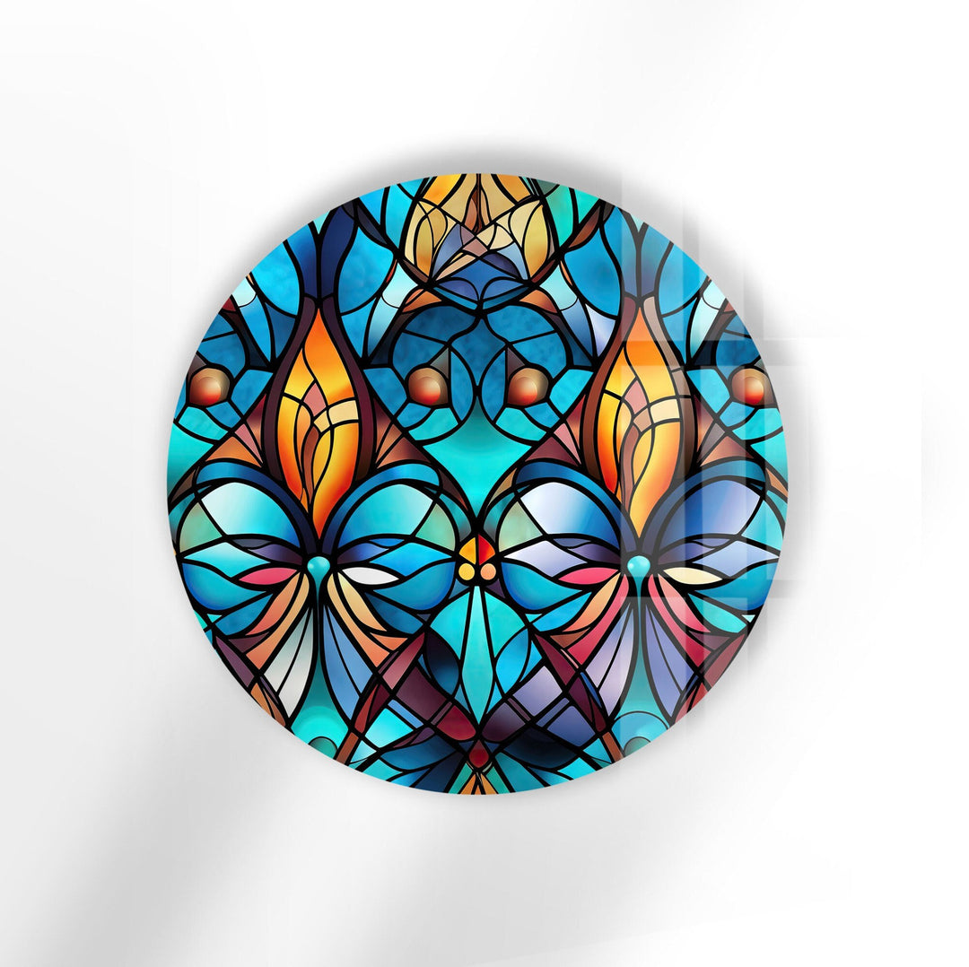 Mosaic Round Blue Glass Wall Art custom glass pictures, glass art prints
