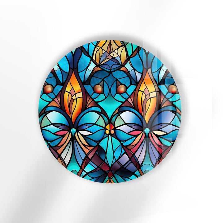 Mosaic Round Blue Glass Wall Art custom glass pictures, glass art prints
