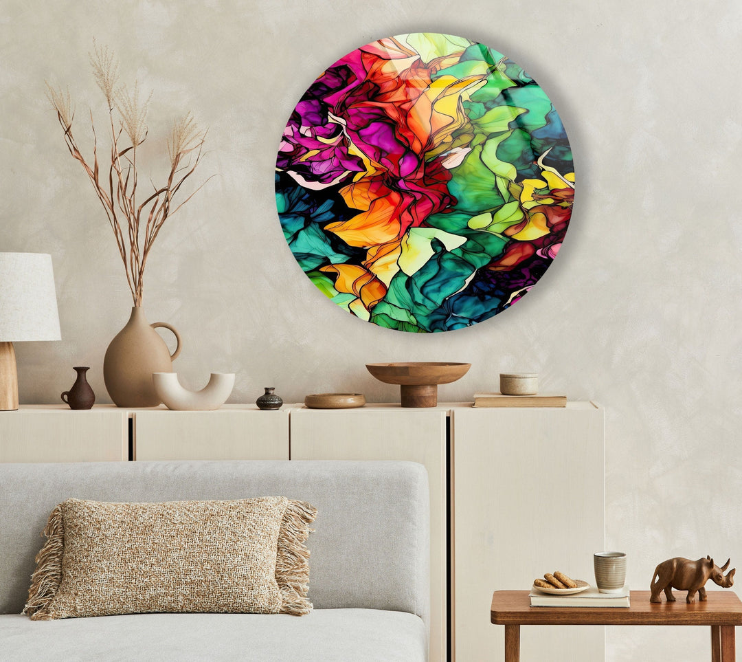 Abstract Round Colorful Oil Art Glass Wall Art art glass wall art, glass wall art pictures
