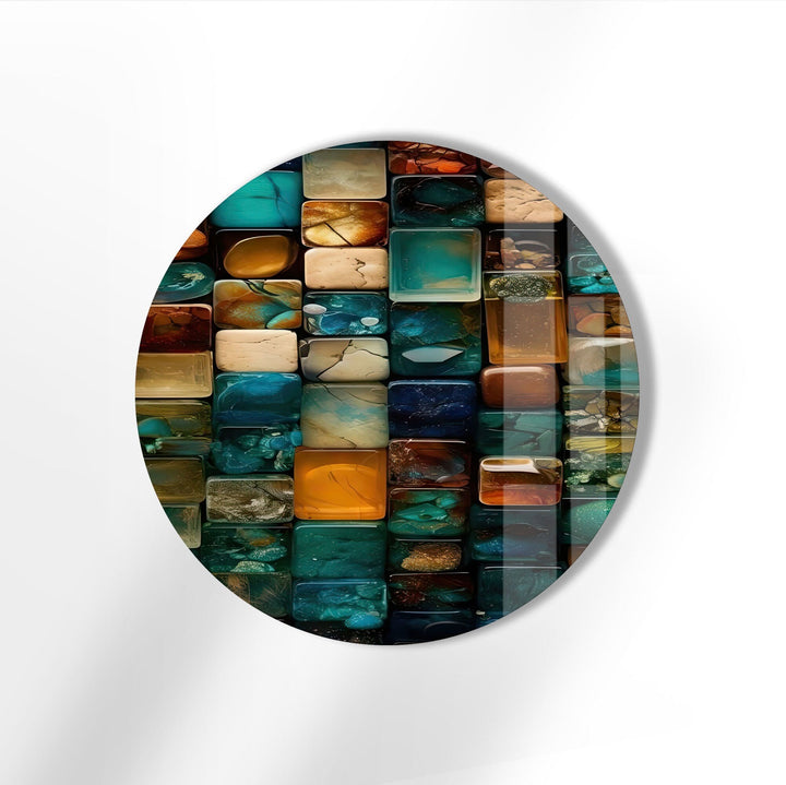 Stained Round Blue Stones Glass Wall Art glass image printing, glass prints from photos
