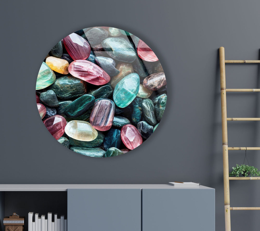 Colored Zen Spa Stones Round Glass Wall Art art glass wall art, glass wall art pictures
