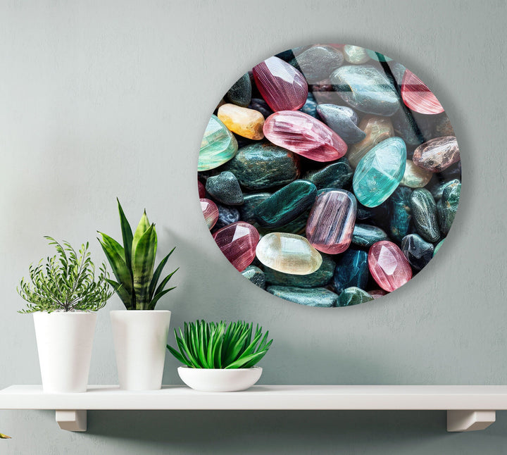 Colored Zen Spa Stones Round Glass Wall Art glass image printing, glass prints from photos
