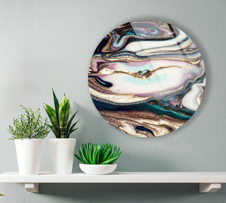 Fuchsia Marble Round Glass Wall Art glass image printing, glass prints from photos
