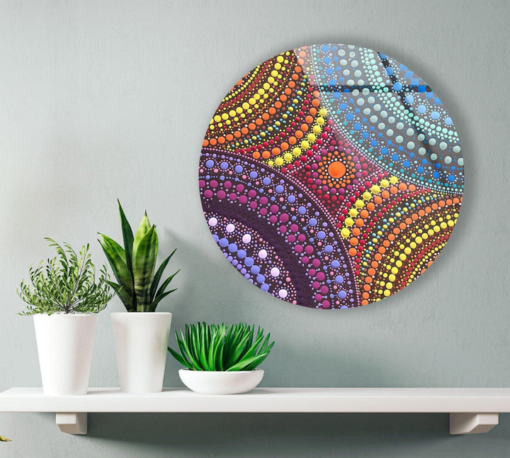 Colored Dots Round Glass Wall Art art glass wall art, glass wall art pictures
