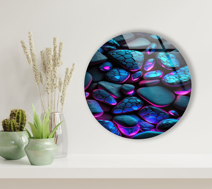 Zen Spa Stones Purple Round Glass Wall Art stained glass wall art, stained glass wall decor
