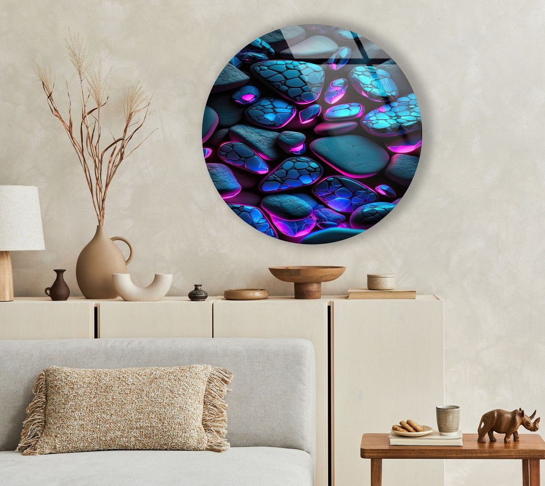 Zen Spa Stones Purple Round Glass Wall Art Glass Printing Wall Art, Print photos on glass
