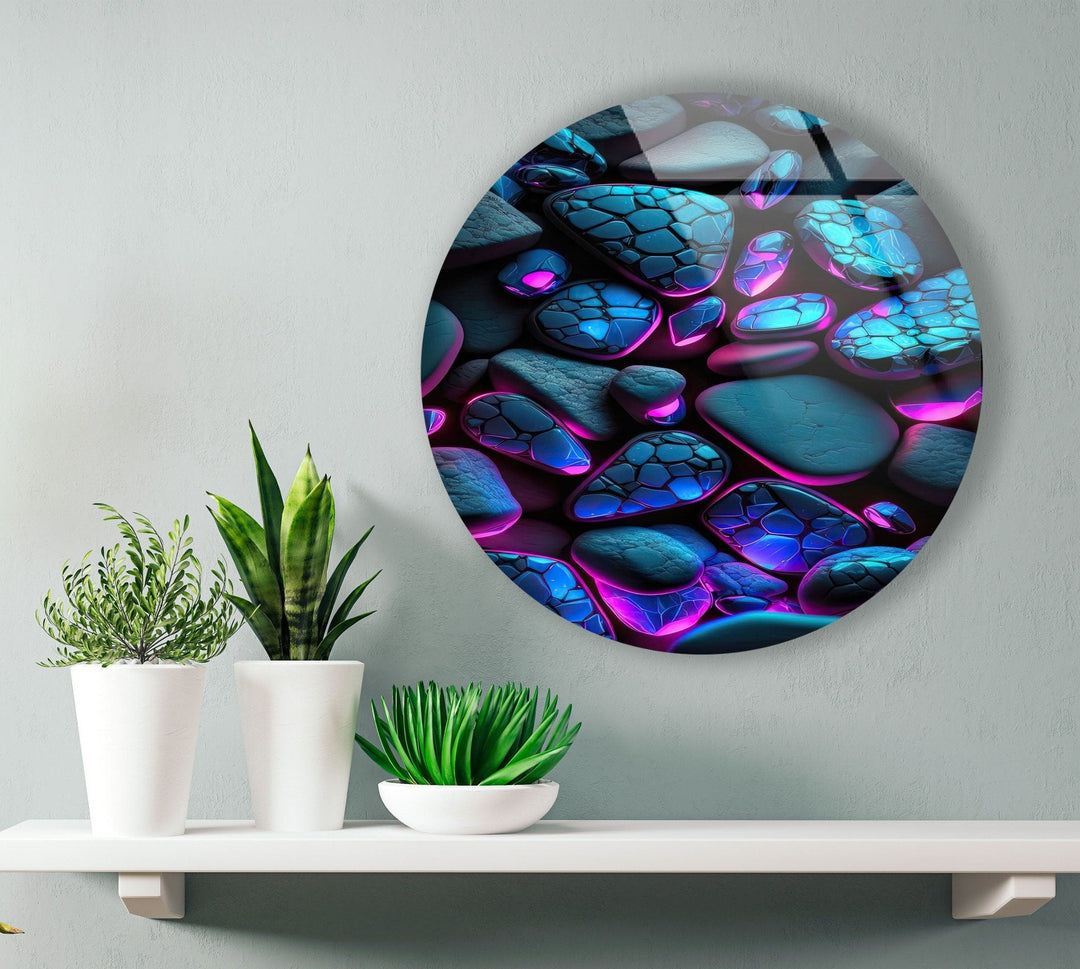 Zen Spa Stones Purple Round Glass Wall Art glass photo prints, glass picture prints
