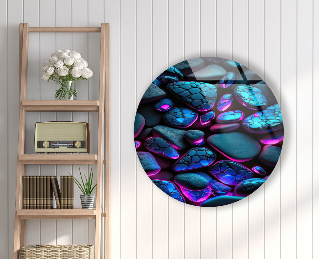 Zen Spa Stones Purple Round Glass Wall Art glass image printing, glass prints from photos
