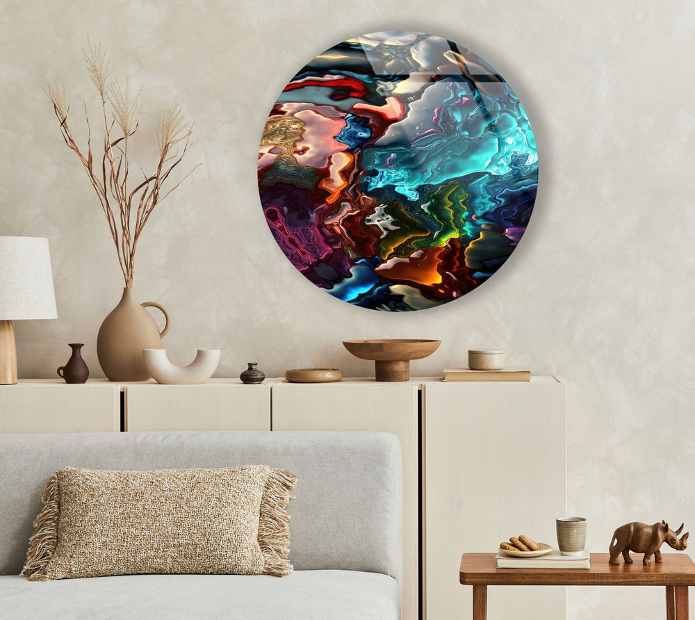 Stained Round Oil Art Colored Glass Wall Art glass wall decor, glass wall art decor
