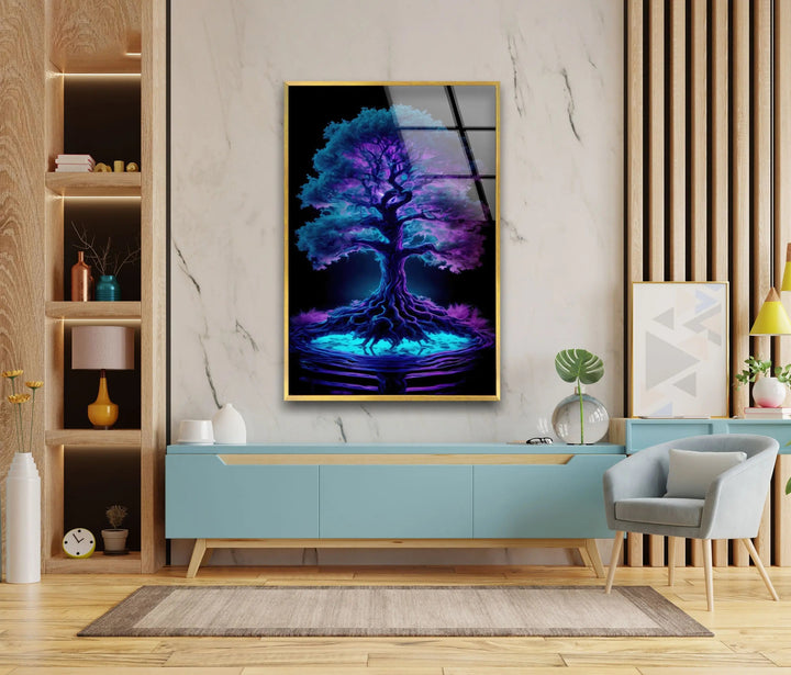 Blue Purple Tree Stained Glass Wall Art art glass wall art, glass wall art pictures