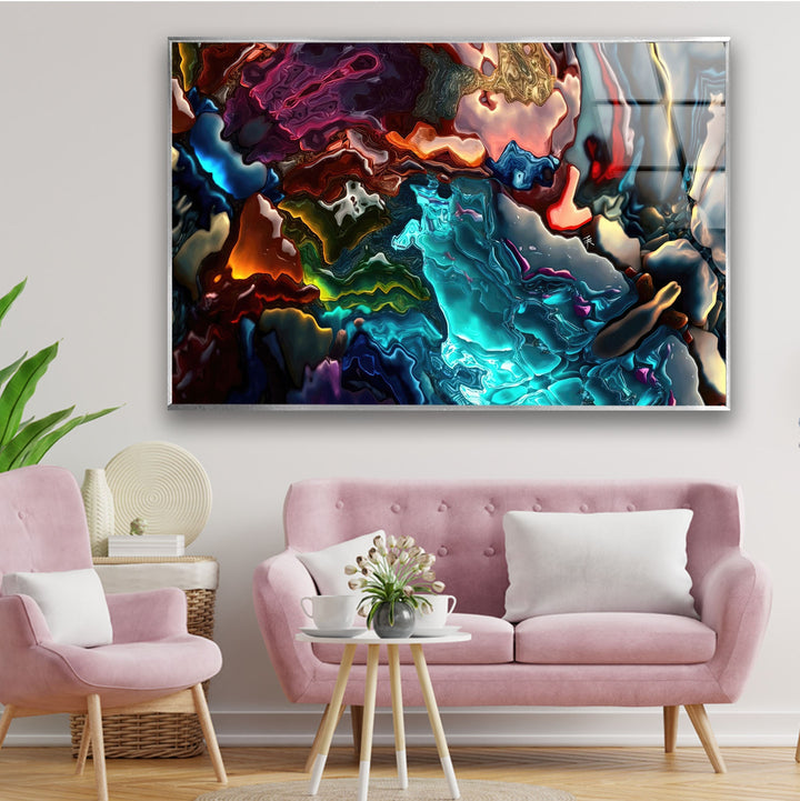 Alcohol ink Blue & Black Glass Wall Art glass pictures for Wall, glass prints wall art