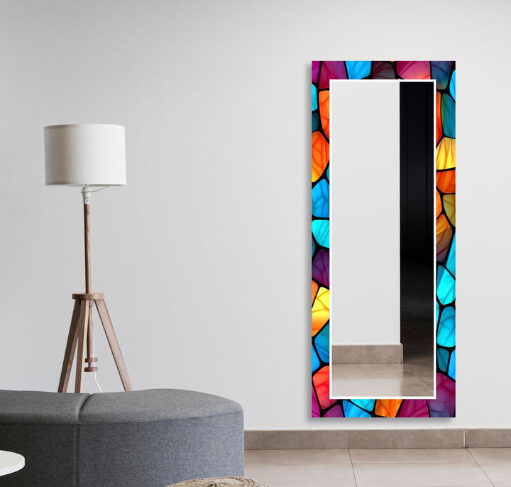 Vividly Colored Mosaic Wall Mirror Entryway Wall Mirror
