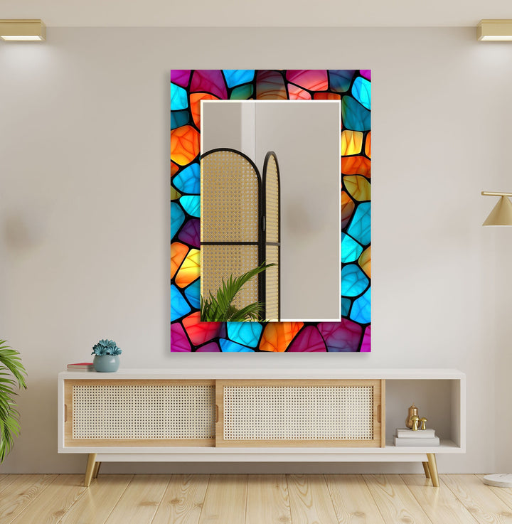 Vividly Colored Mosaic Wall Mirror Dining Room Wall Mirror
