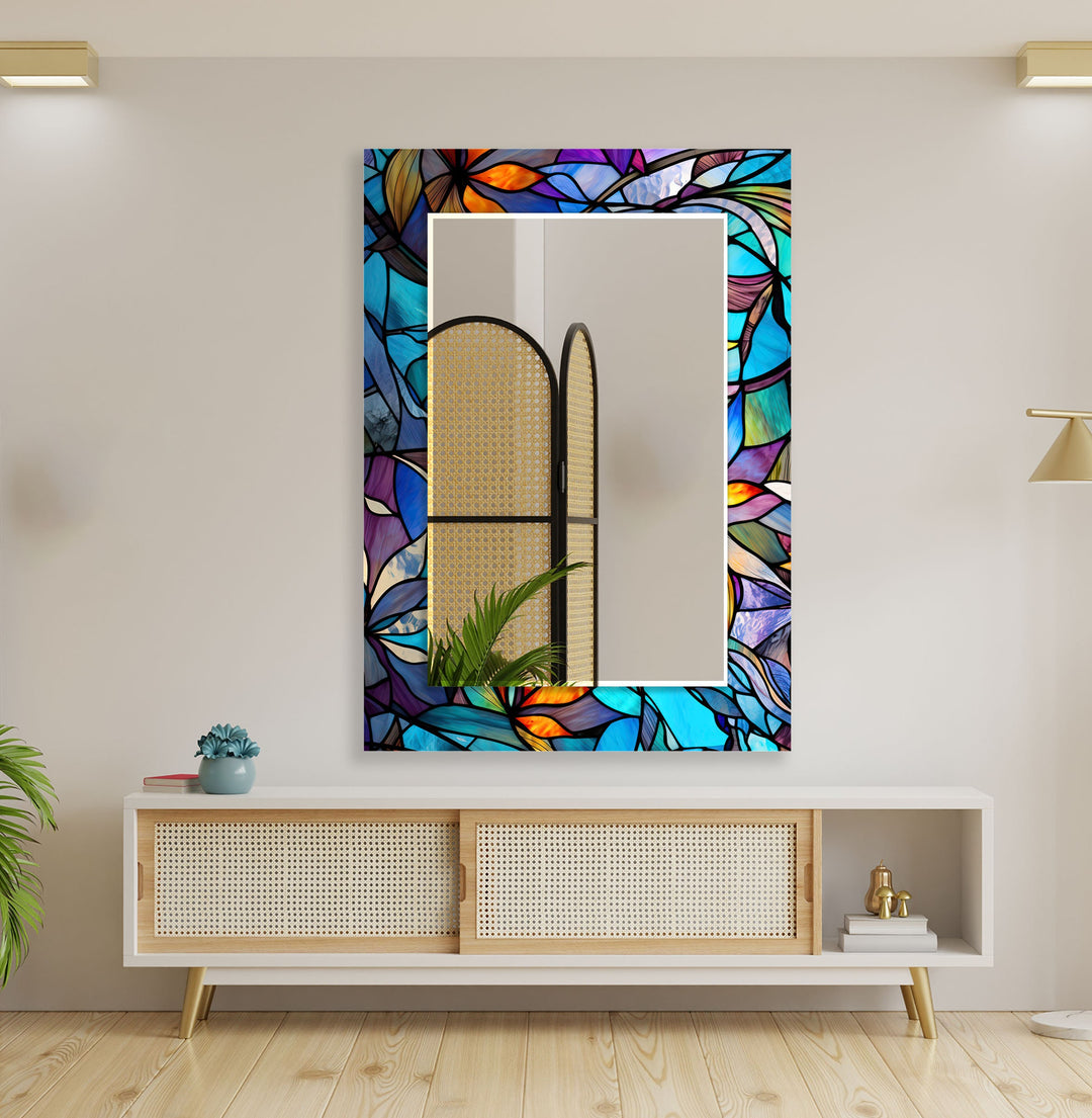 Vivid Colored Leafs Wall Mirrors Modern Wall Mirror
