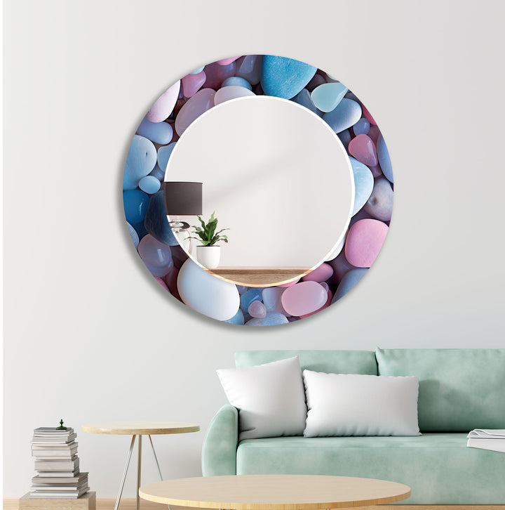 Zen Spa Stones Pink Wall Mirror white framed mirror
