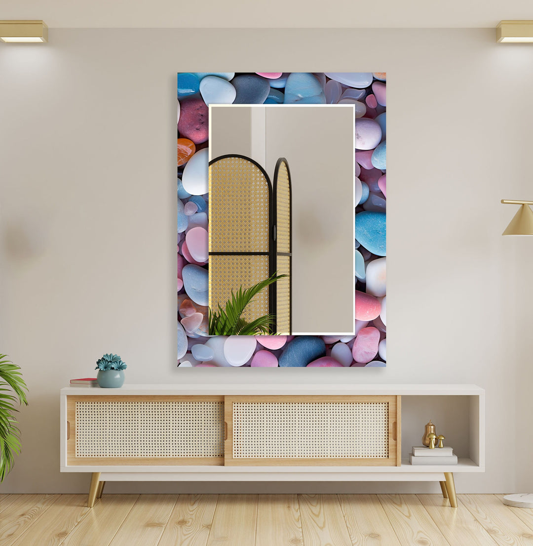 Zen Spa Stones Pink Wall Mirror gold frame mirror
