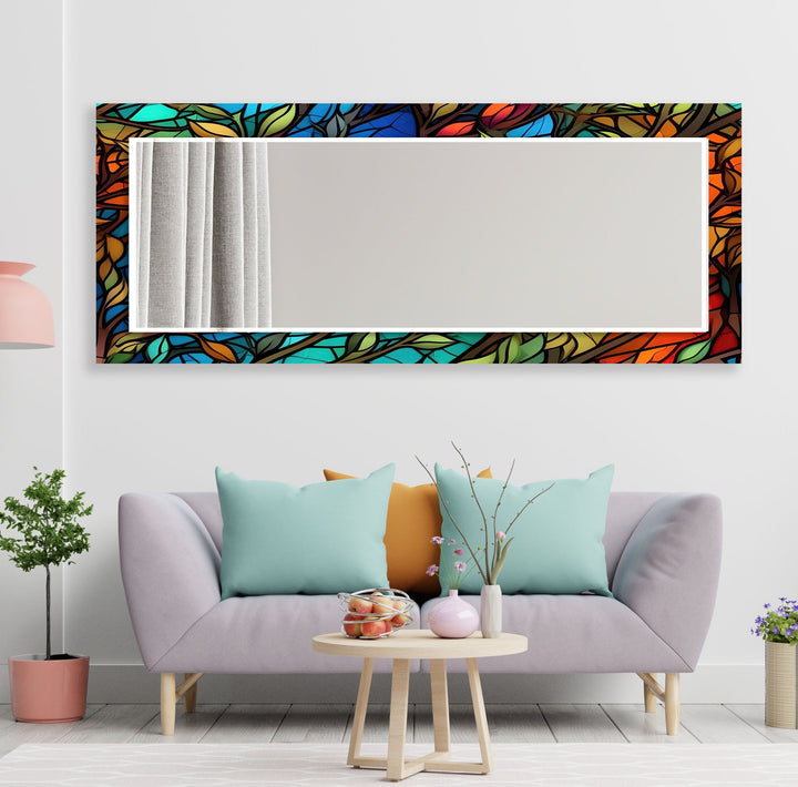 Colorful Stained Trees Wall Mirror mirrors in black
