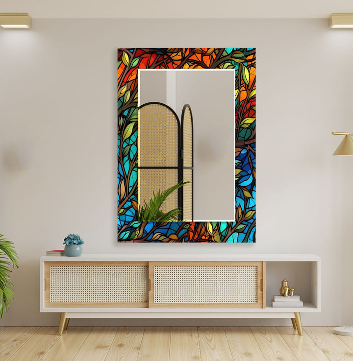 Colorful Stained Trees Wall Mirror Abstract Wall Mirror
