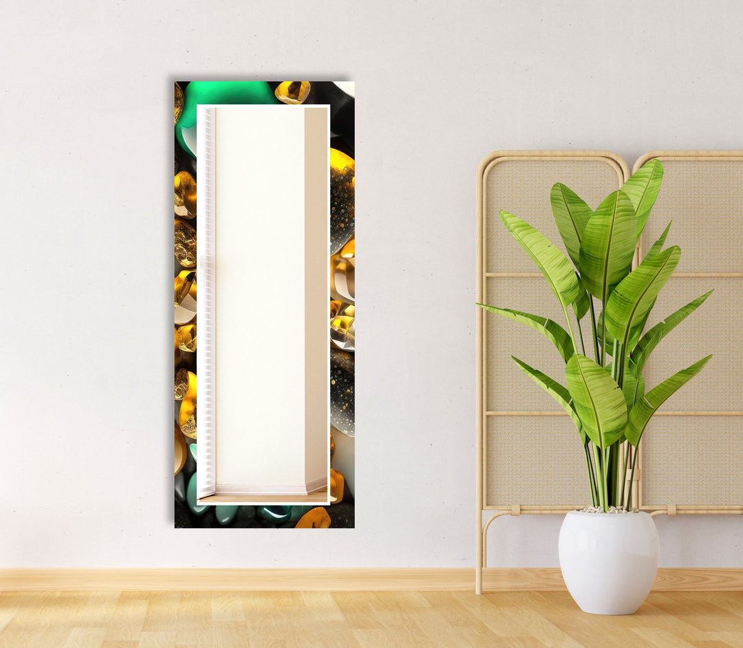 Shiny Zen Spa Stones Wall Mirror white framed mirror
