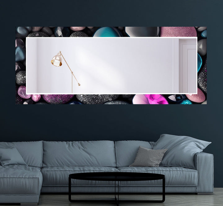 Pink and Grey Stones Wall Mirror Entryway Mirror
