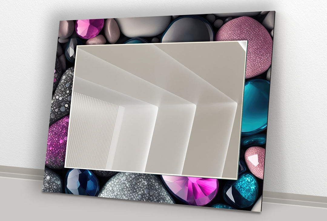 Pink and Grey Stones Wall Mirror Huge Wall Mirror
